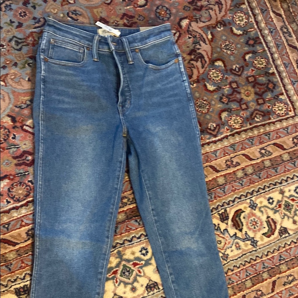 Madewell Blue Straight Leg Jeans - curvy high rise
